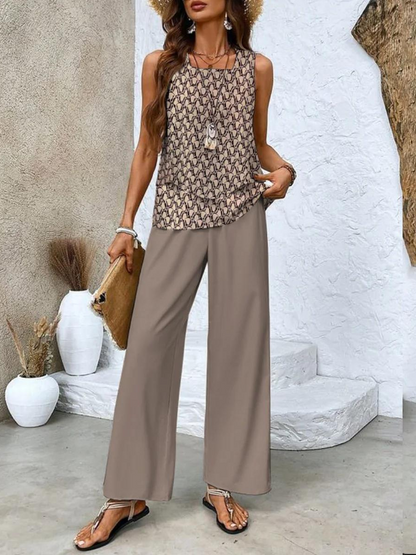 Averie | Elegant Layered Wide Leg Two Piece Summer Set