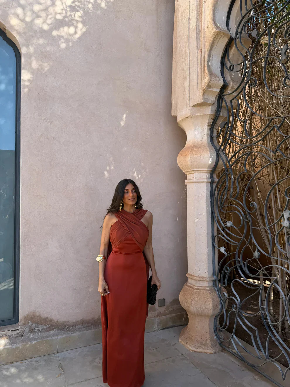 Noa | Vintage Plain Dress with Bow and High Waist