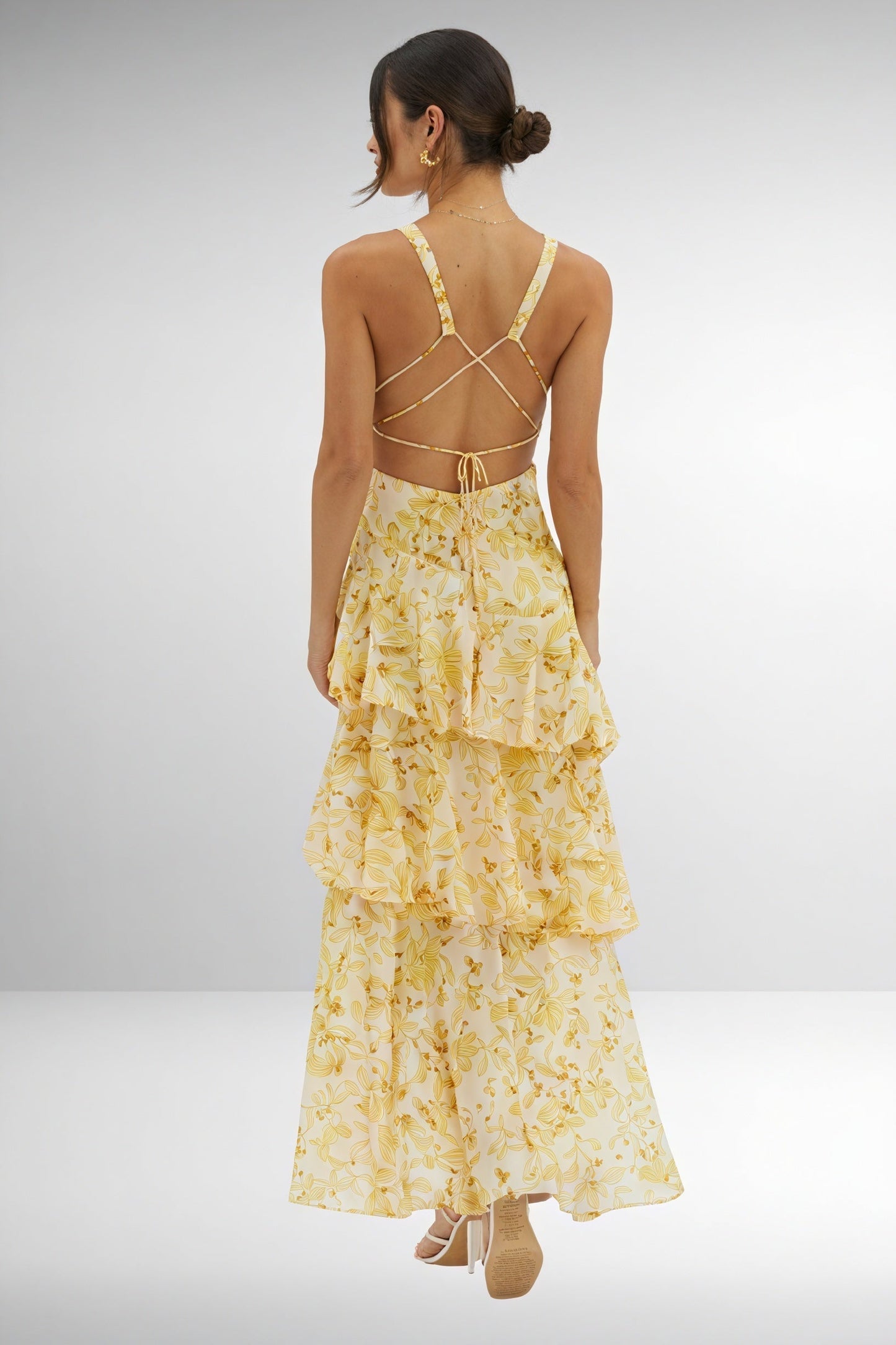 Floral Print Dress with Deep Neckline