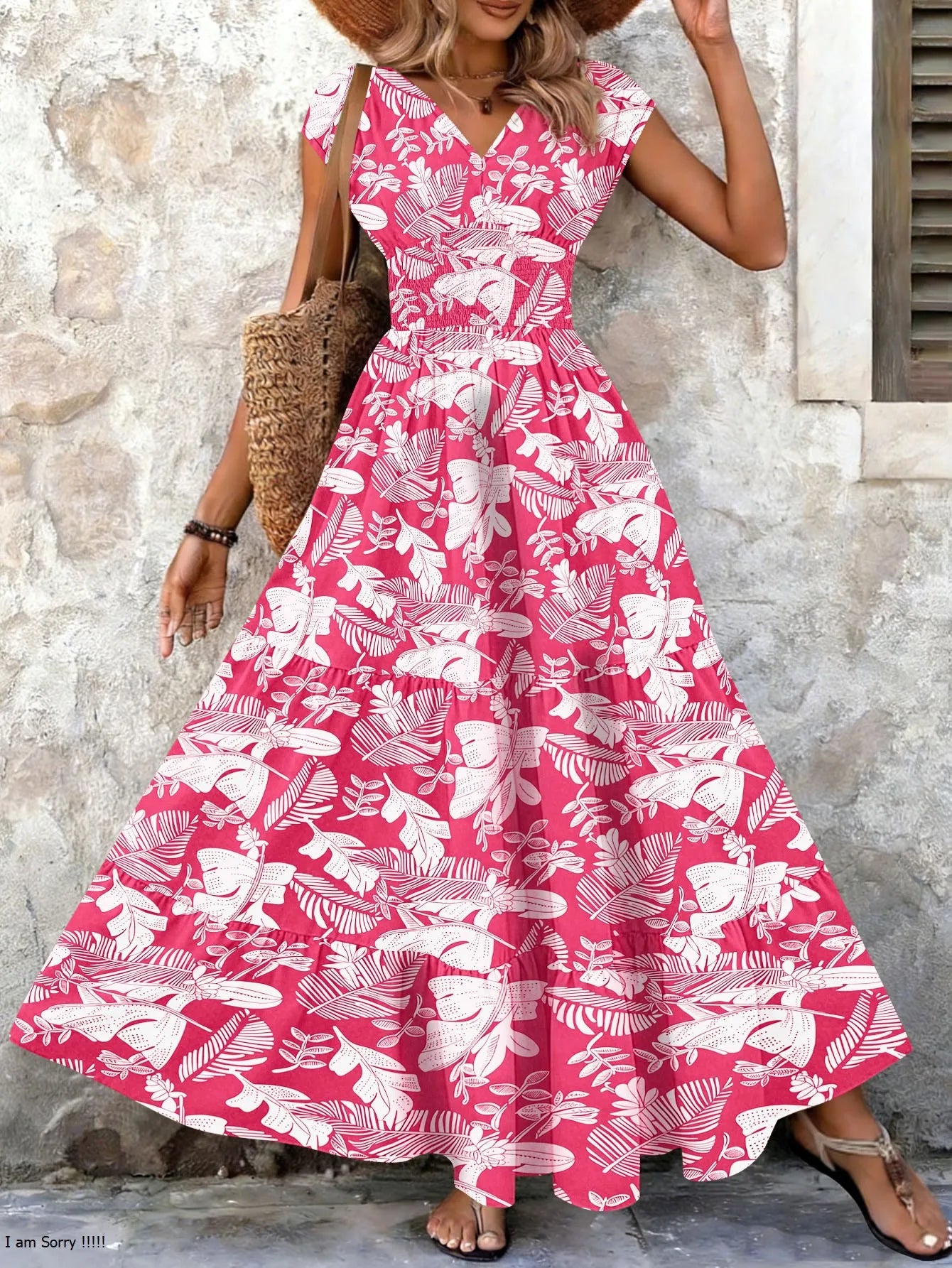 Lorena | Baroque Maxi Dress with V-Neckline