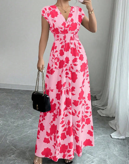 Daniela | Long Floral Dress with V-Neckline