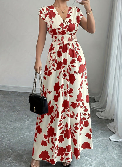 Daniela | Long Floral Dress with V-Neckline