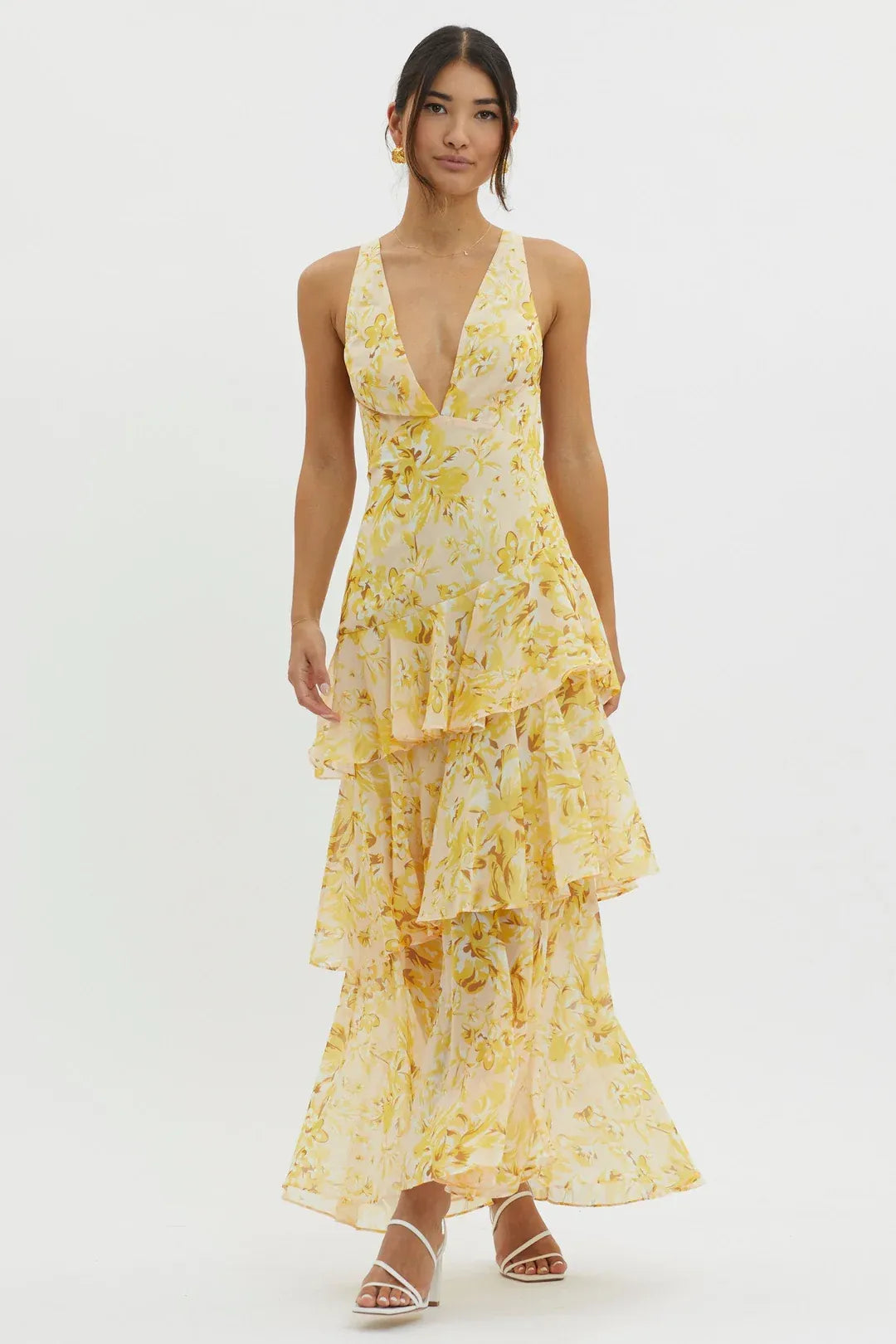Maya | Long Floral Dress with Ruffles