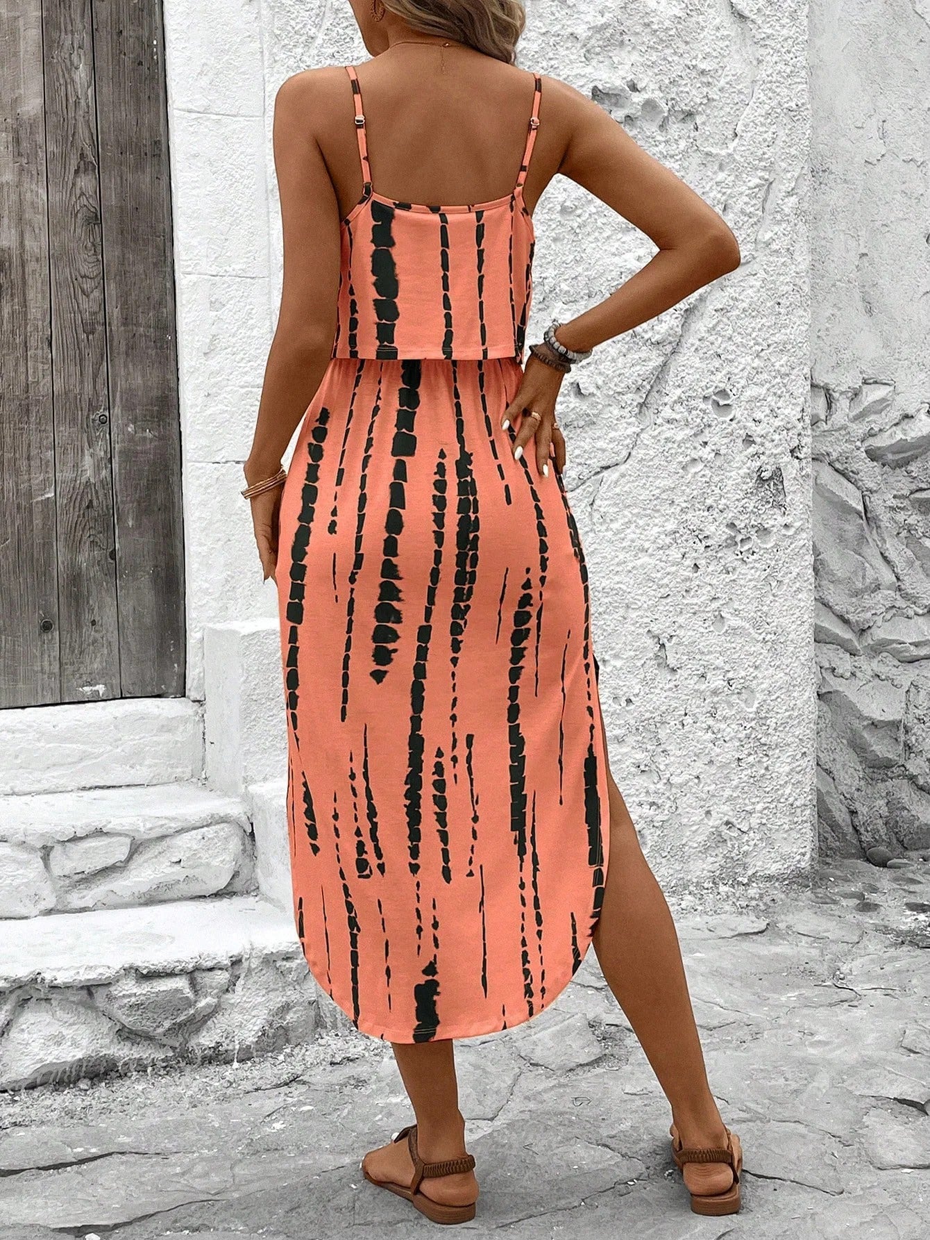 Luna | Printed Midi Dress with Thin Straps