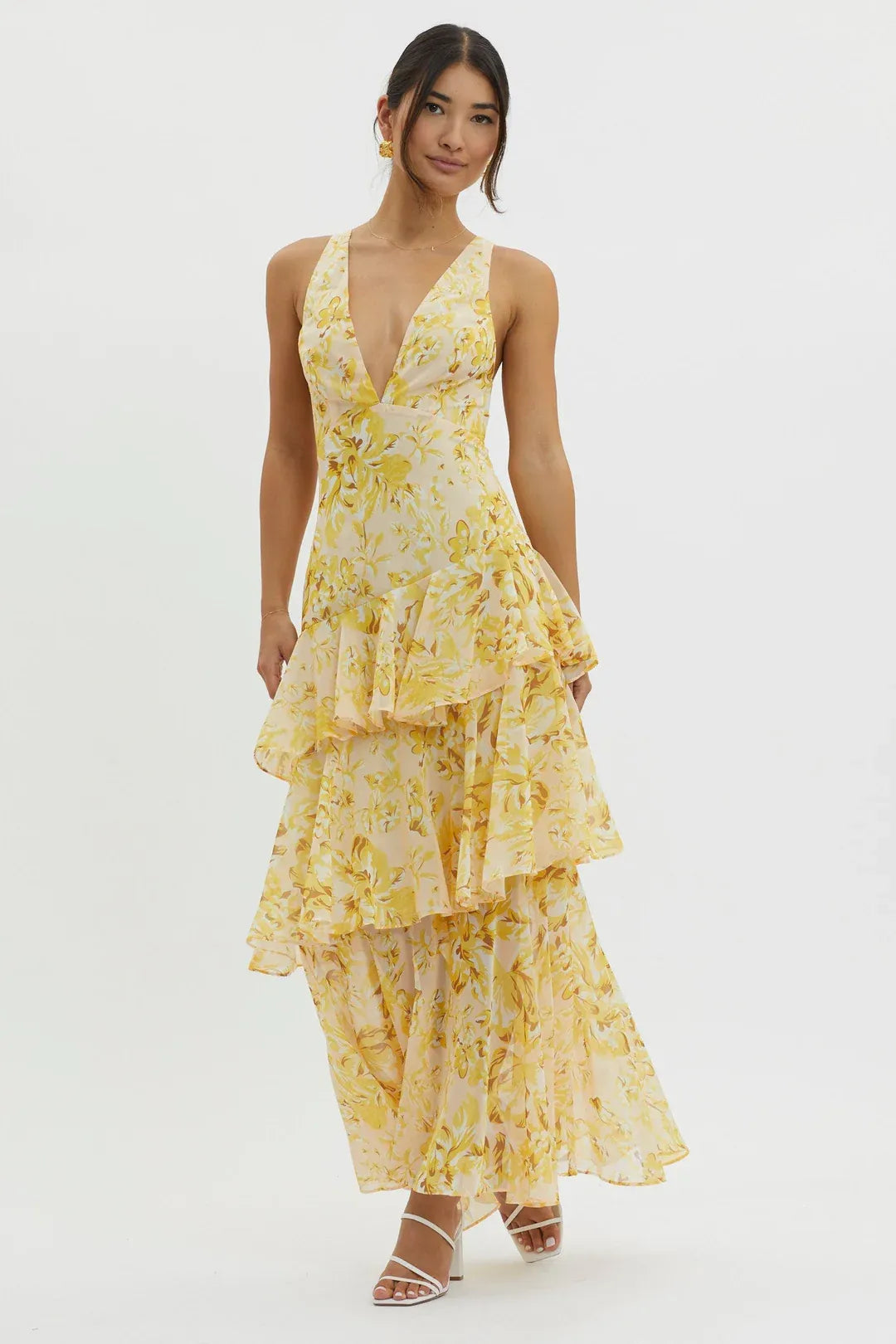 Maya | Long Floral Dress with Ruffles