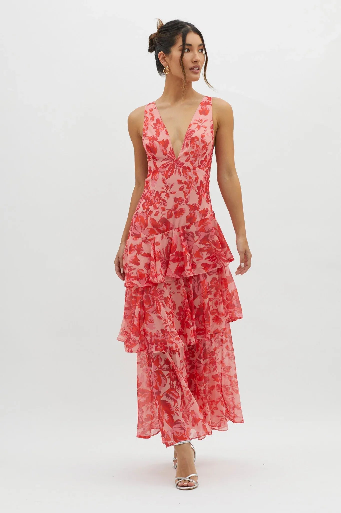 Maya | Long Floral Dress with Ruffles