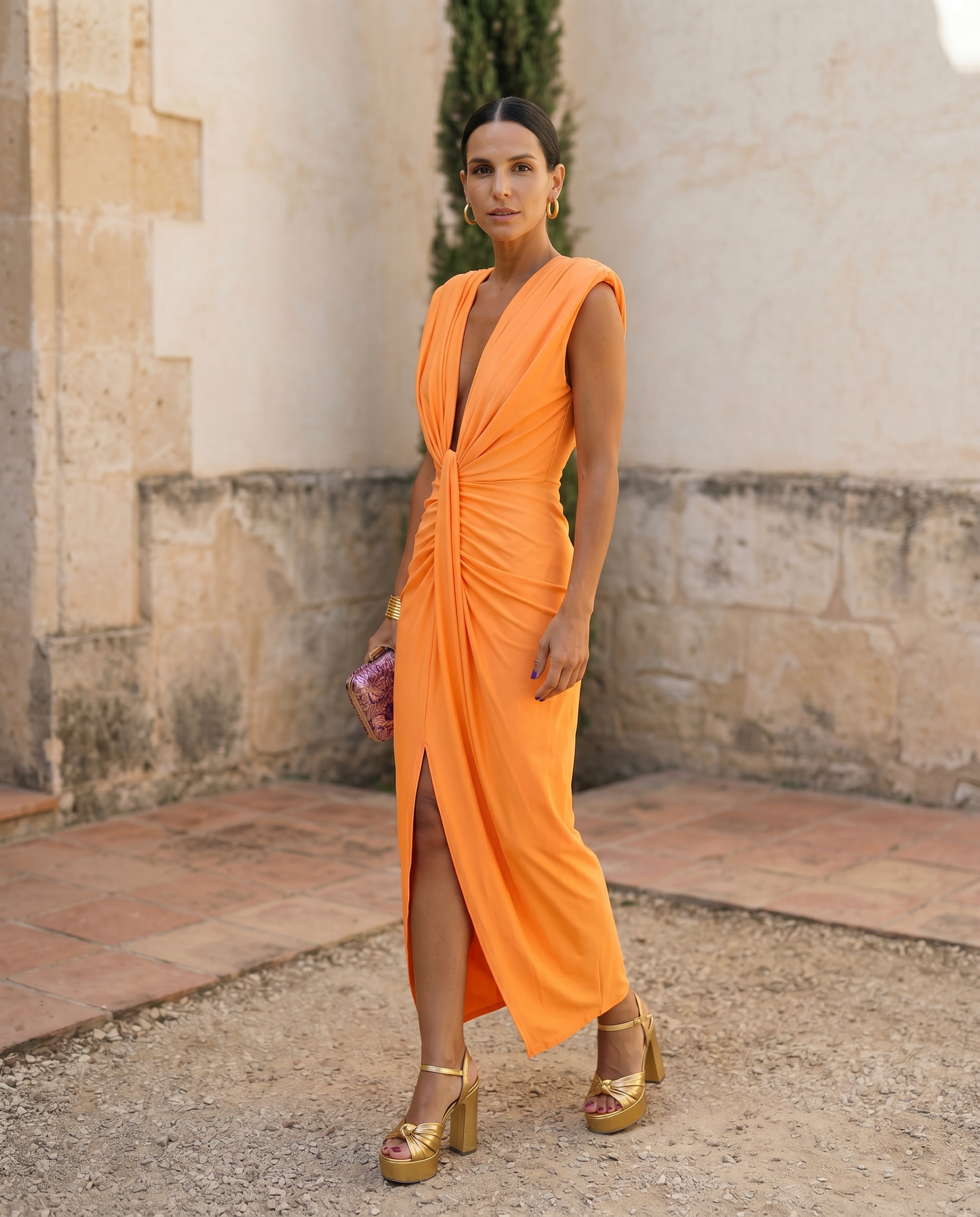 Selena | Fiery Drapé Dress