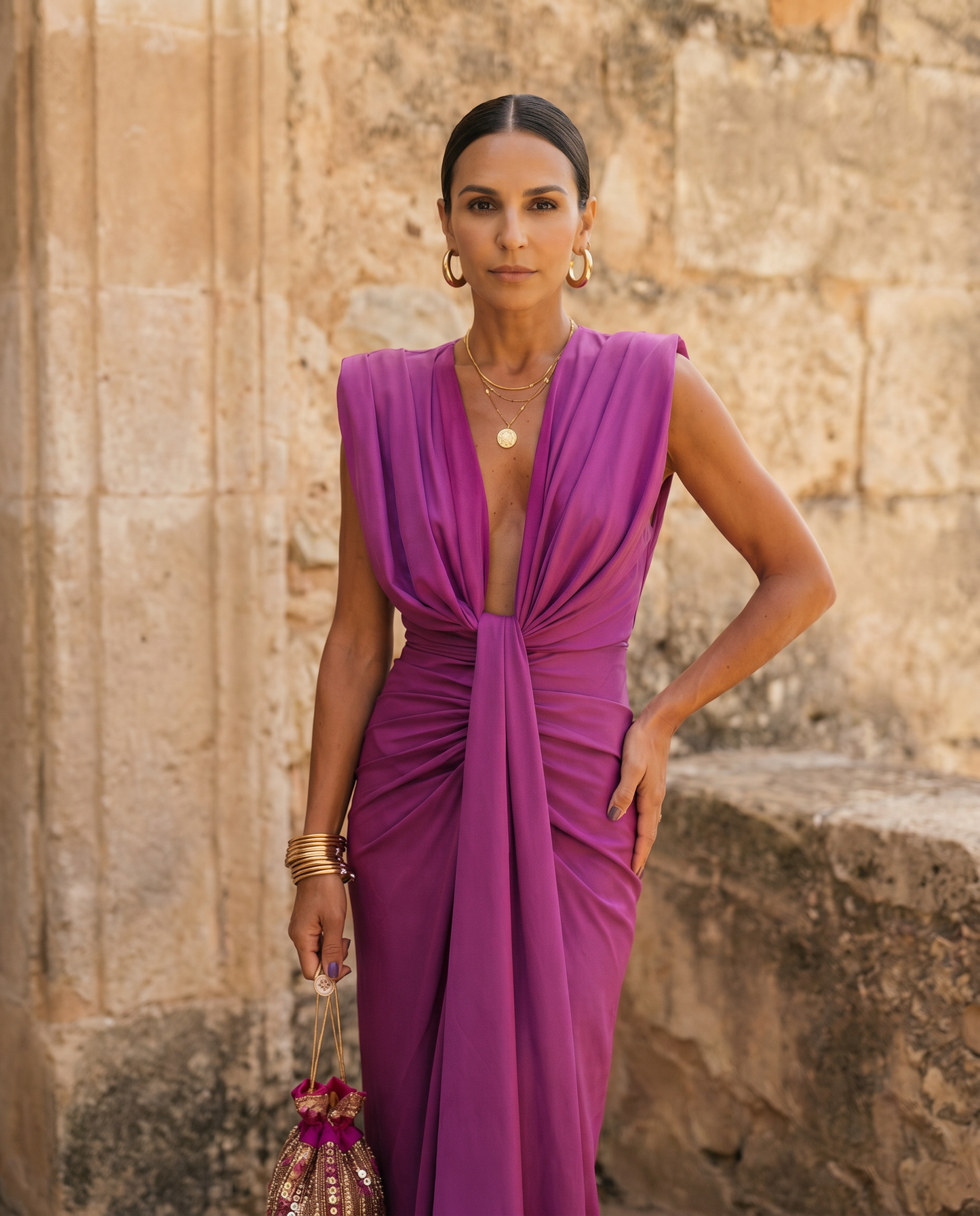 Selena | Fiery Drapé Dress